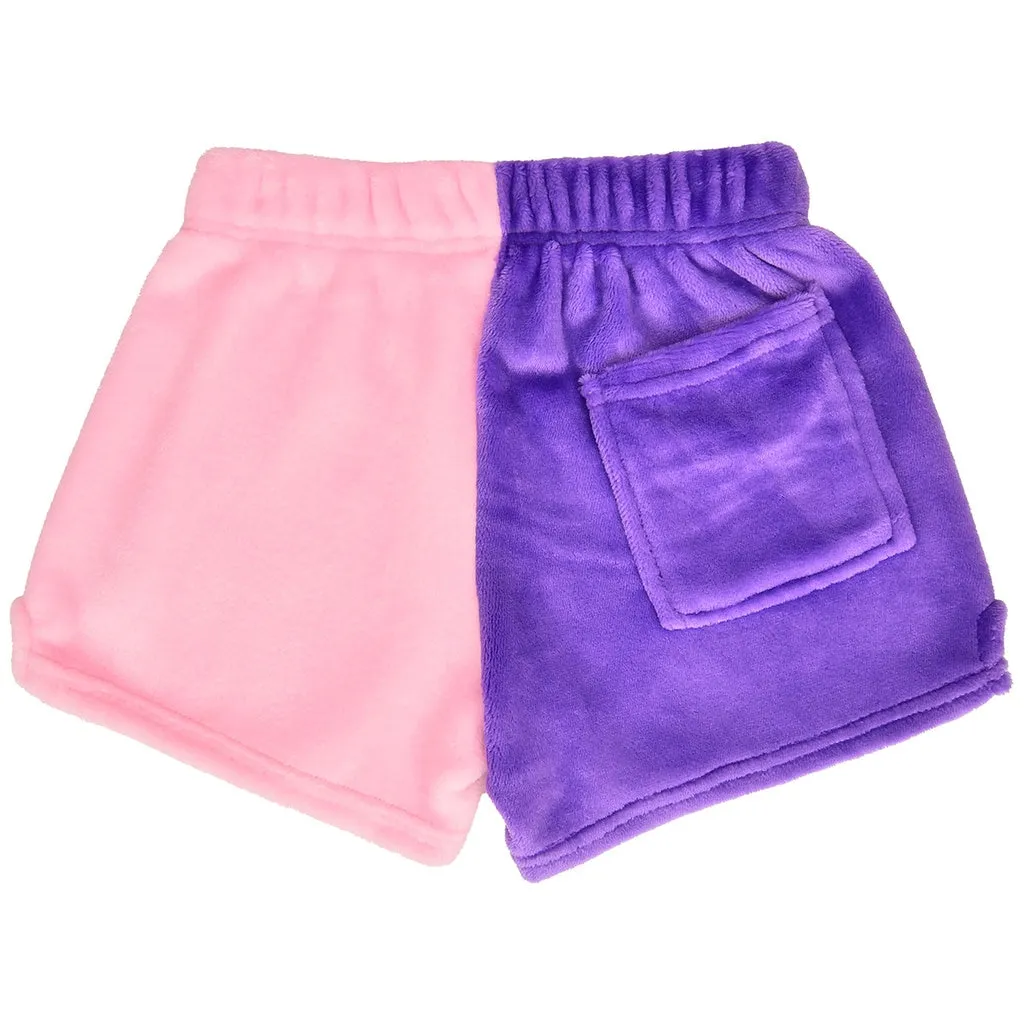 Iscream Vivid Violet & Rose Heart Color Block Plush Shorts