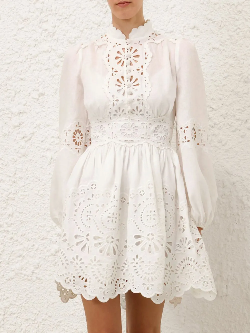 Ivory Acacia Broderie Mini Dress