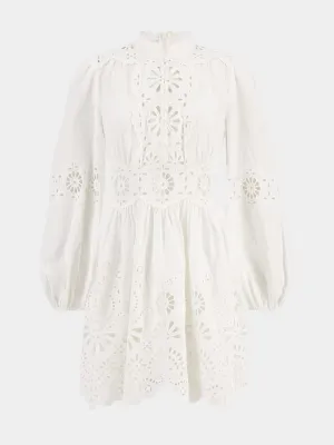 Ivory Acacia Broderie Mini Dress