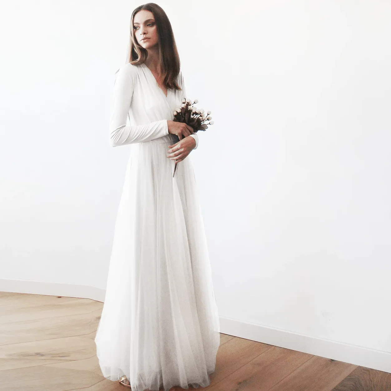 Ivory maxi tulle dress  #1066