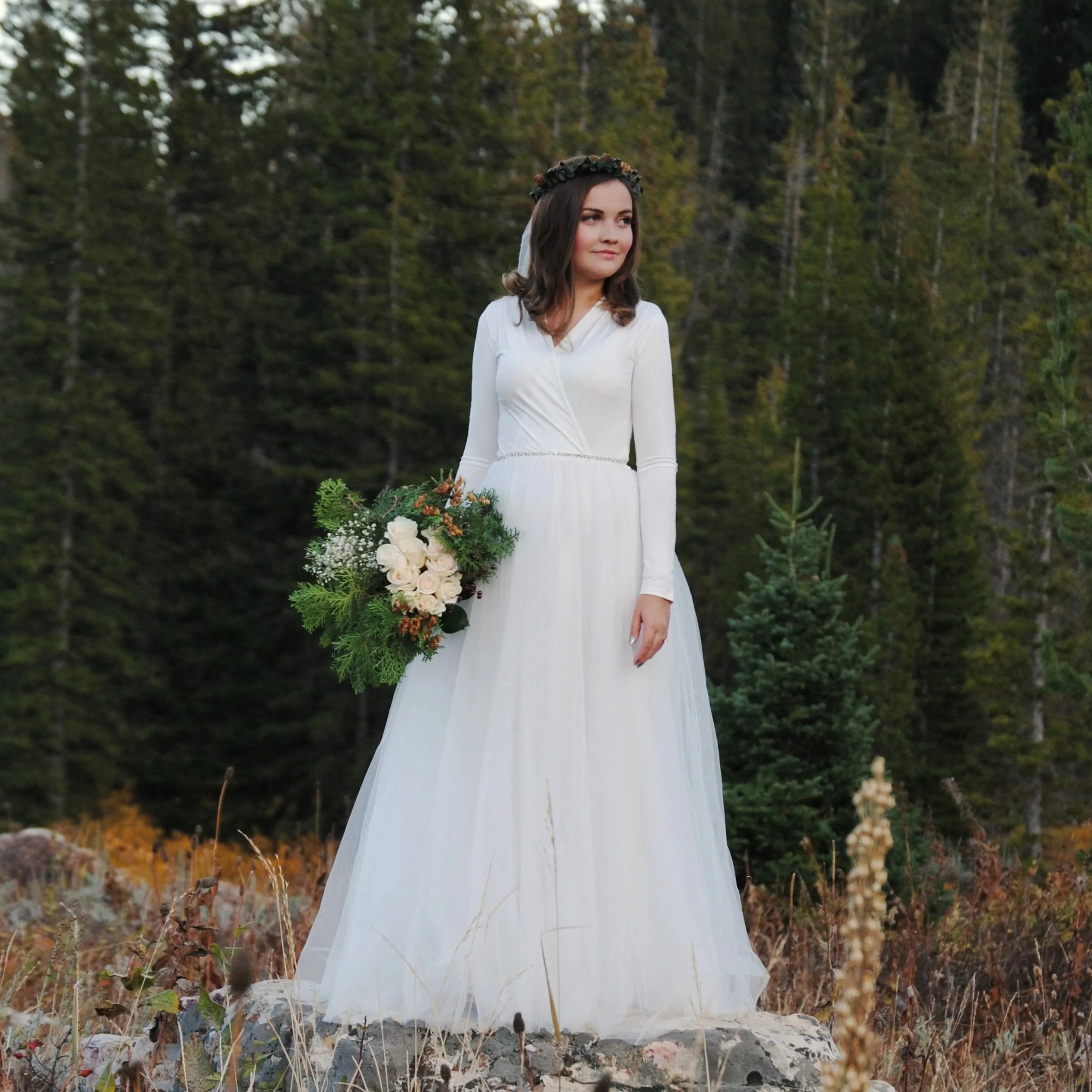 Ivory maxi tulle dress  #1066