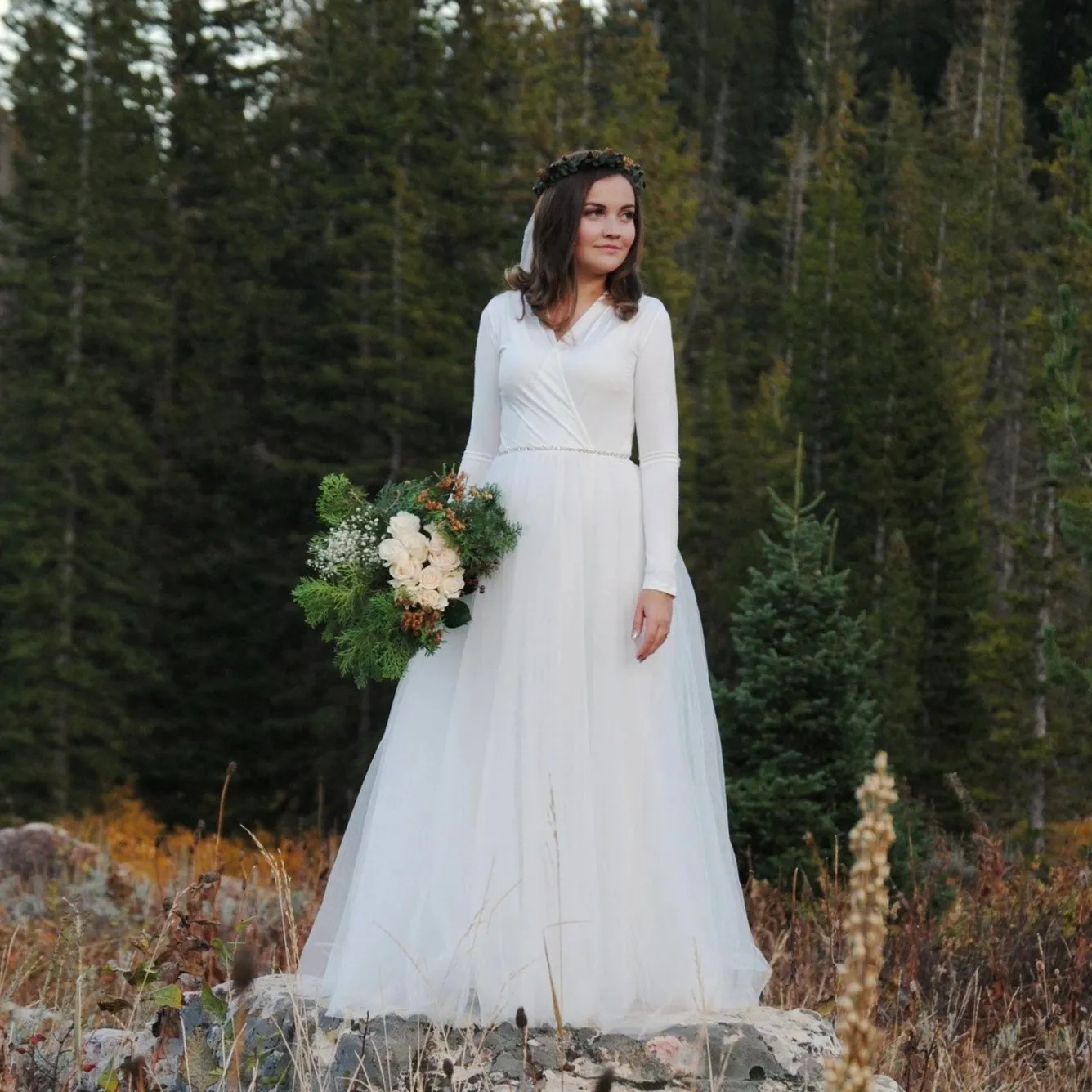 Ivory maxi tulle dress  #1066