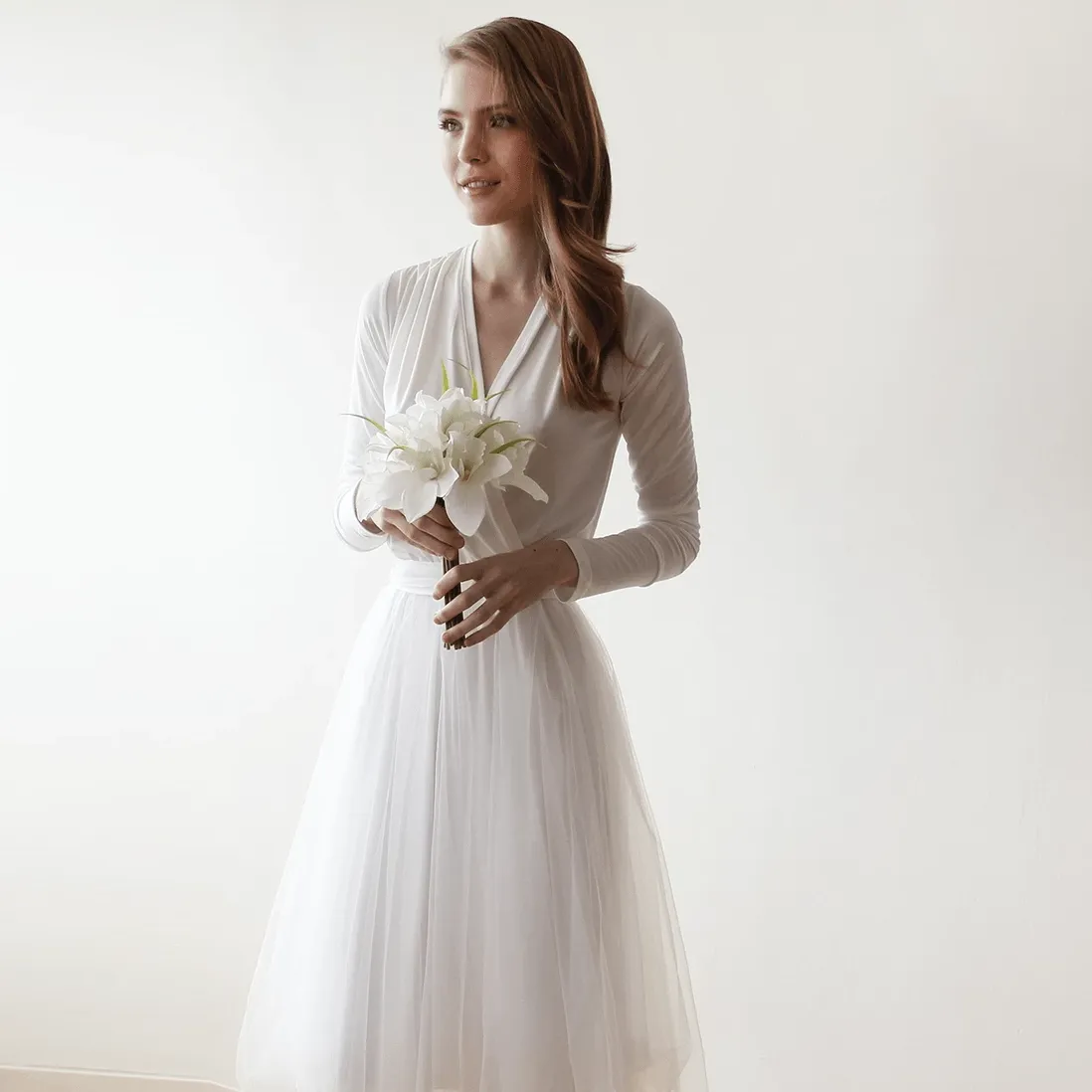 Ivory maxi tulle dress  #1066