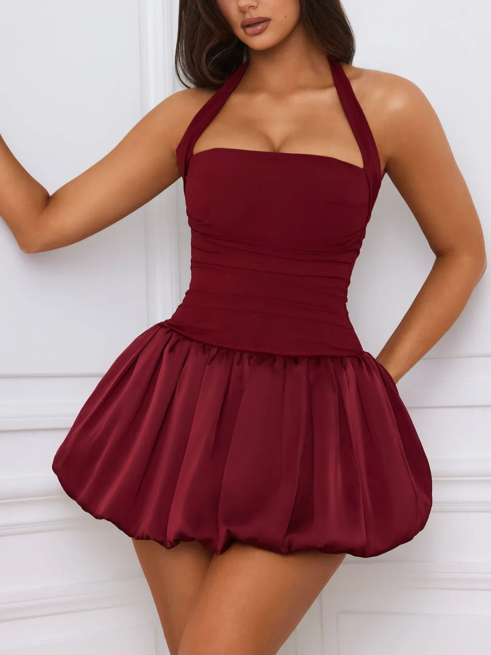 JazzHer Ludmila Halterneck Bubble Hem Dress