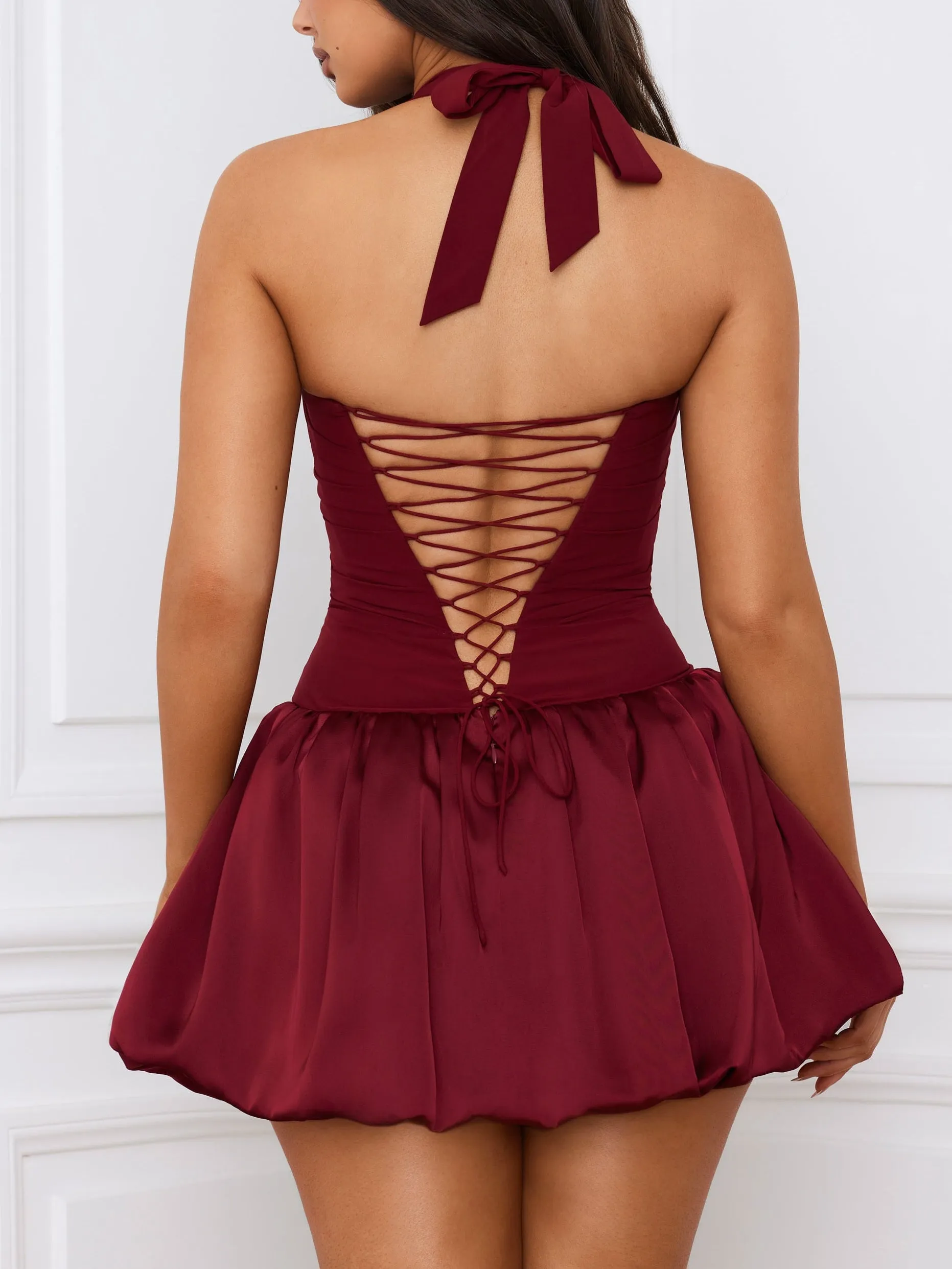 JazzHer Ludmila Halterneck Bubble Hem Dress