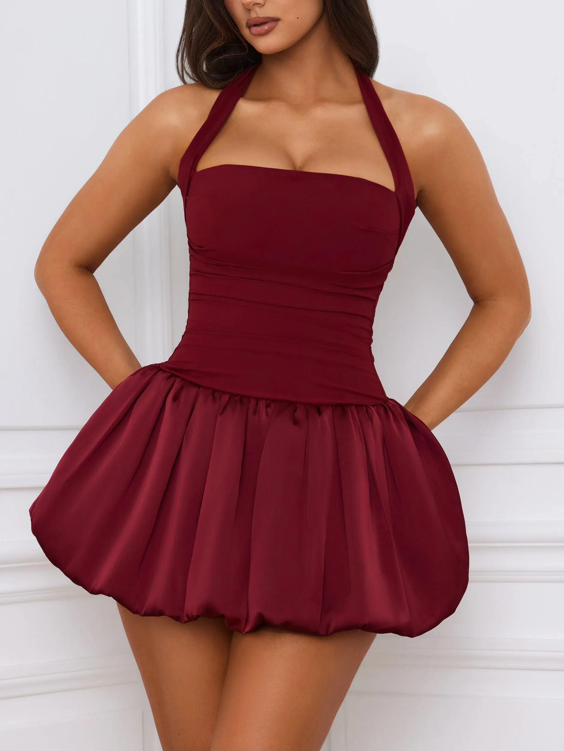 JazzHer Ludmila Halterneck Bubble Hem Dress