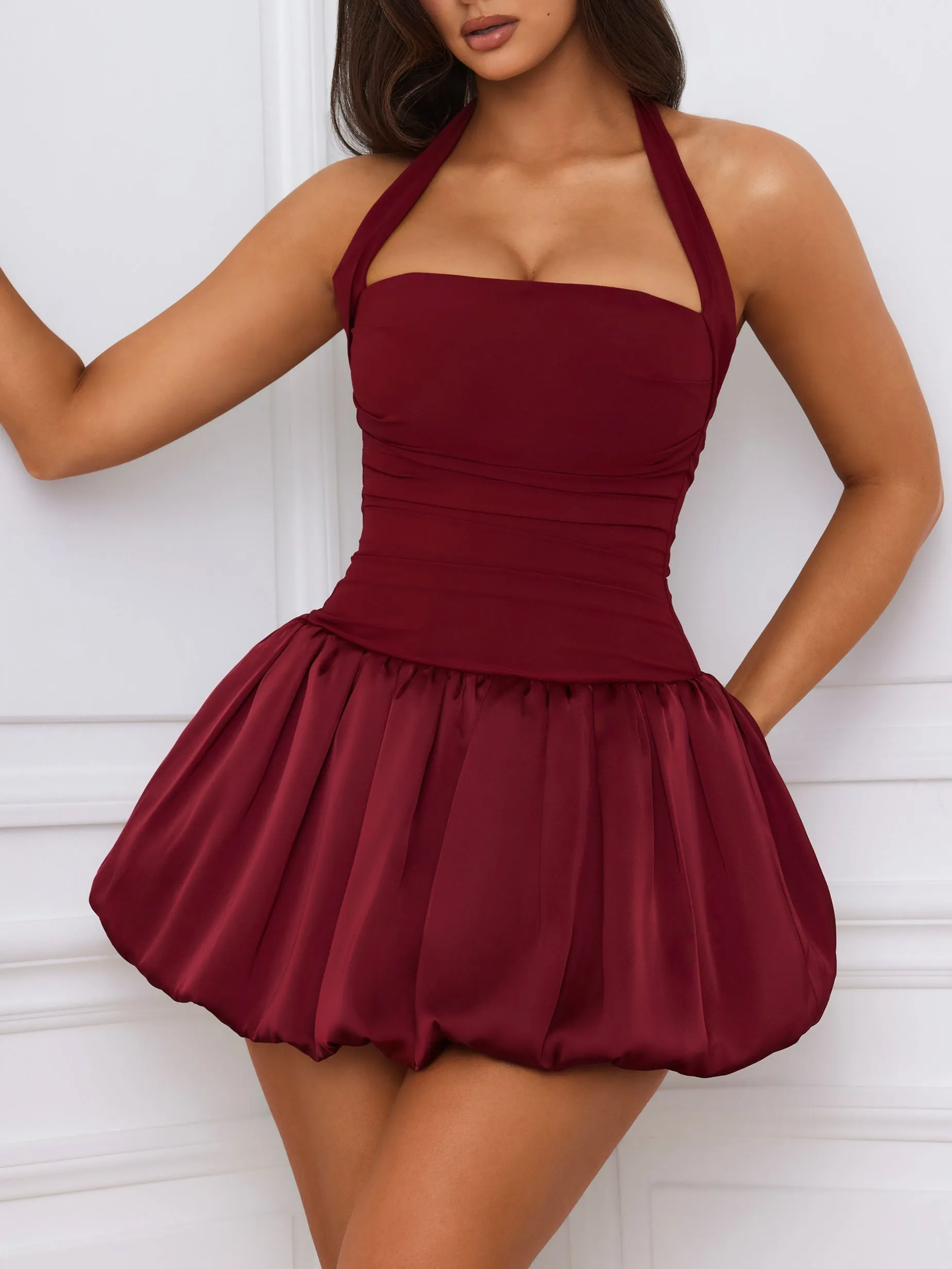 JazzHer Ludmila Halterneck Bubble Hem Dress