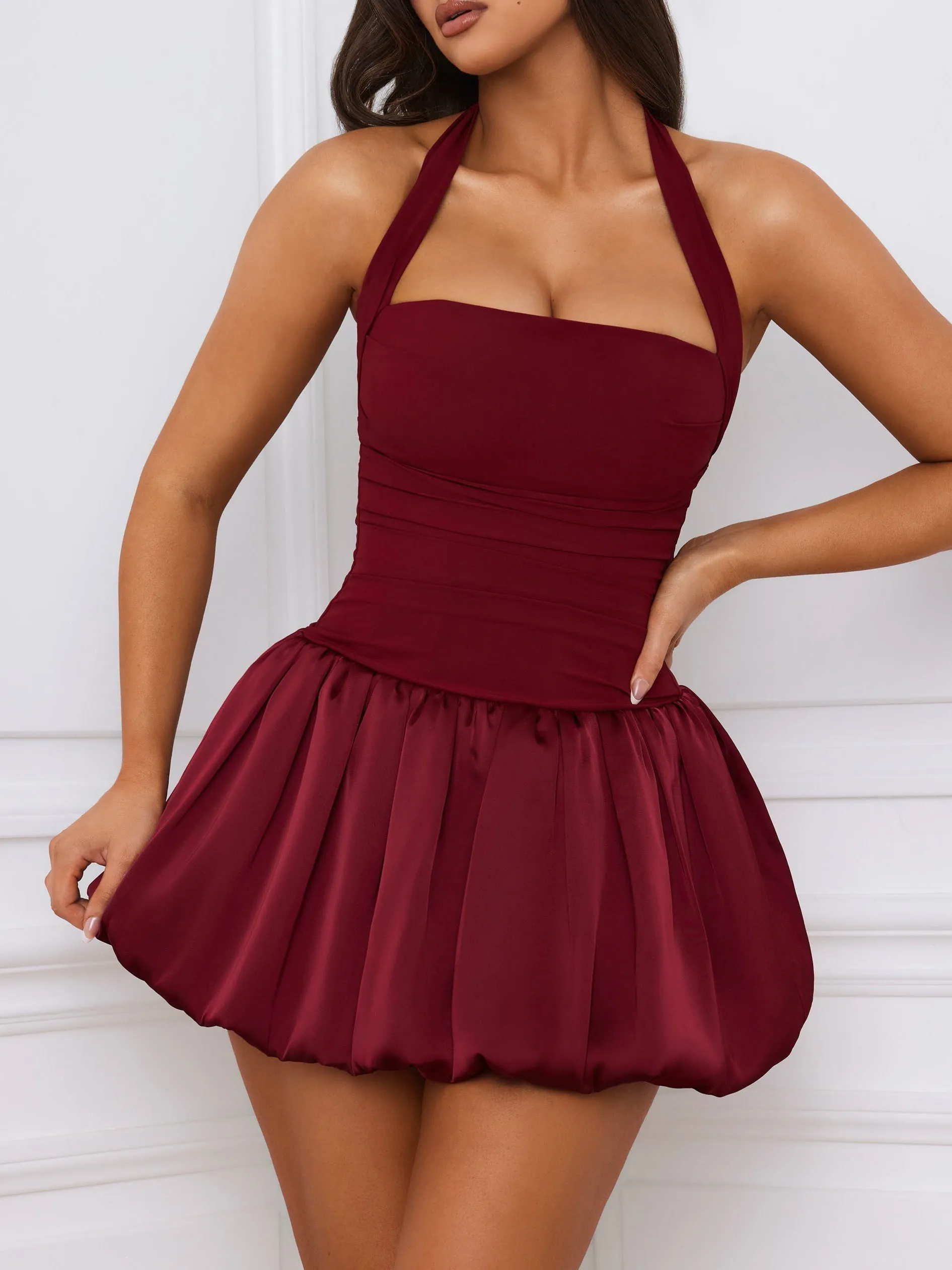 JazzHer Ludmila Halterneck Bubble Hem Dress