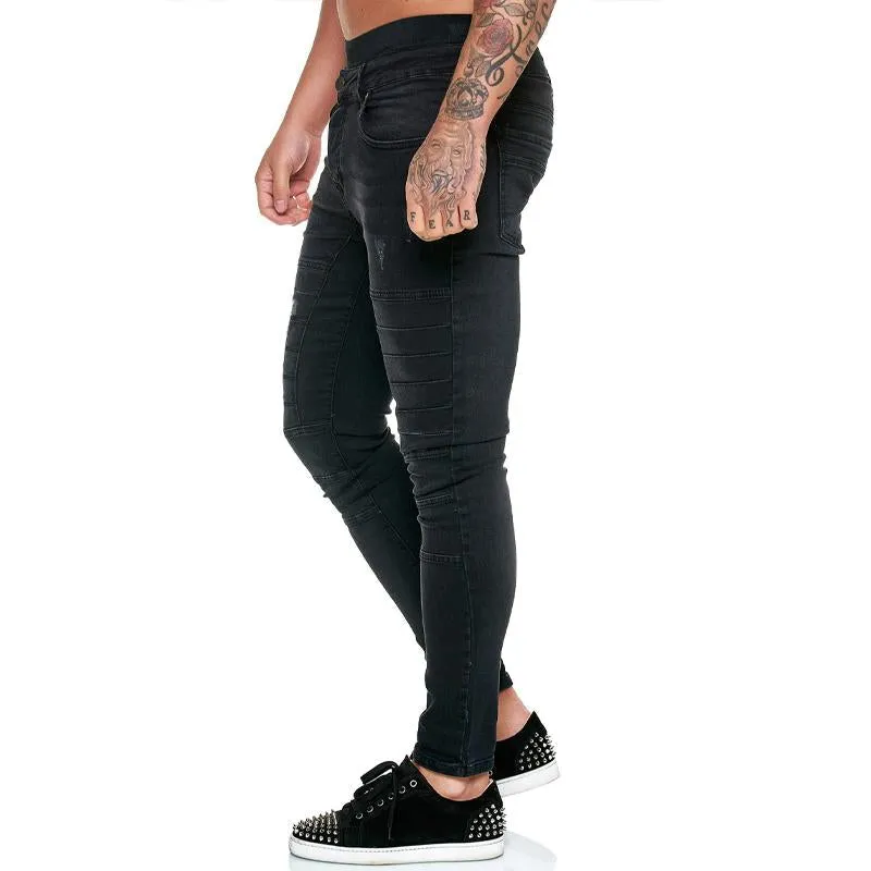 Jean skinny motard couleur unie vintage