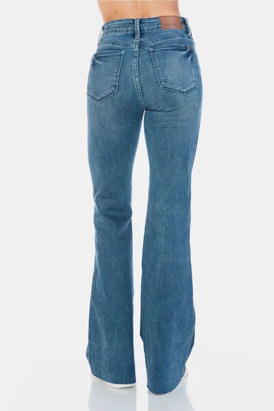 Judy Blue Full Size Tummy Control Cut Hem Flare Jeans ONLINE EXCLUSIVE