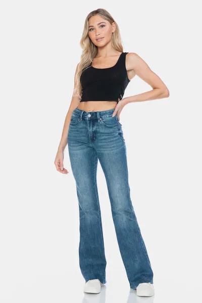 Judy Blue Full Size Tummy Control Cut Hem Flare Jeans ONLINE EXCLUSIVE