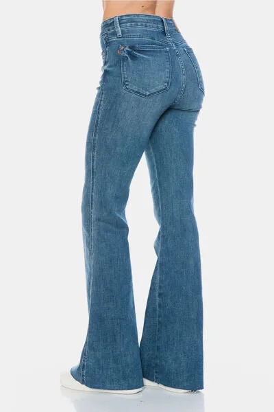 Judy Blue Full Size Tummy Control Cut Hem Flare Jeans ONLINE EXCLUSIVE