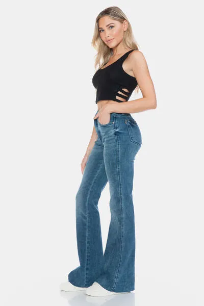 Judy Blue Full Size Tummy Control Cut Hem Flare Jeans ONLINE EXCLUSIVE