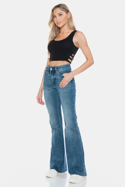 Judy Blue Full Size Tummy Control Cut Hem Flare Jeans ONLINE EXCLUSIVE