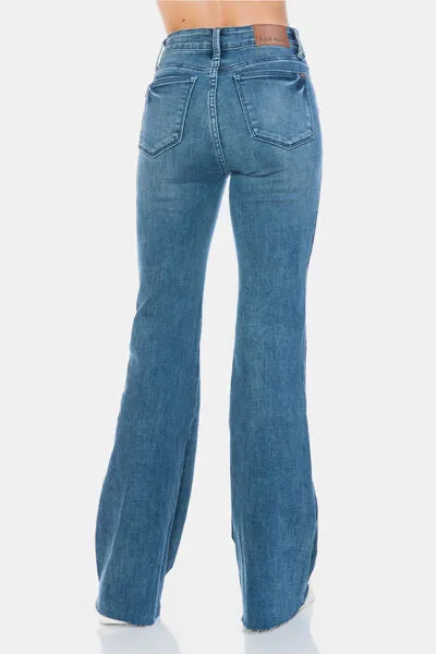 Judy Blue Full Size Tummy Control Cut Hem Flare Jeans ONLINE EXCLUSIVE
