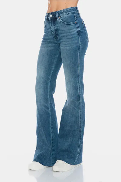 Judy Blue Full Size Tummy Control Cut Hem Flare Jeans ONLINE EXCLUSIVE