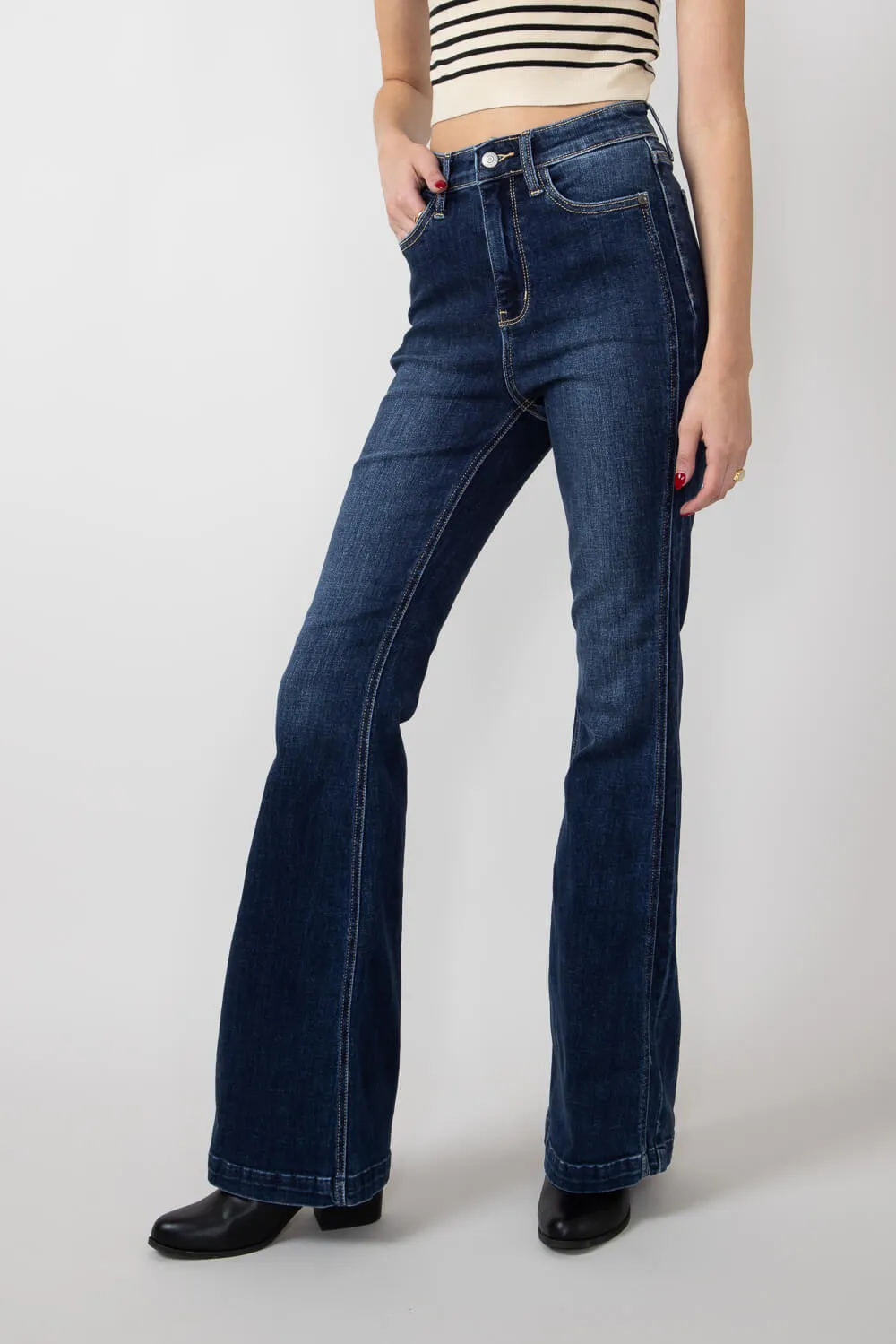 Judy Blue High Rise Angled Side Flare Jeans for Women | 82538-DK