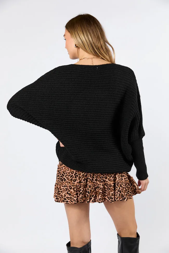 Just Looking Black Oversized Dolman Sleeve Sweater FINAL SALE