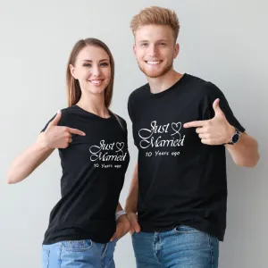 Just Married 10 Years Ago Custom Anniversary T-Shirt