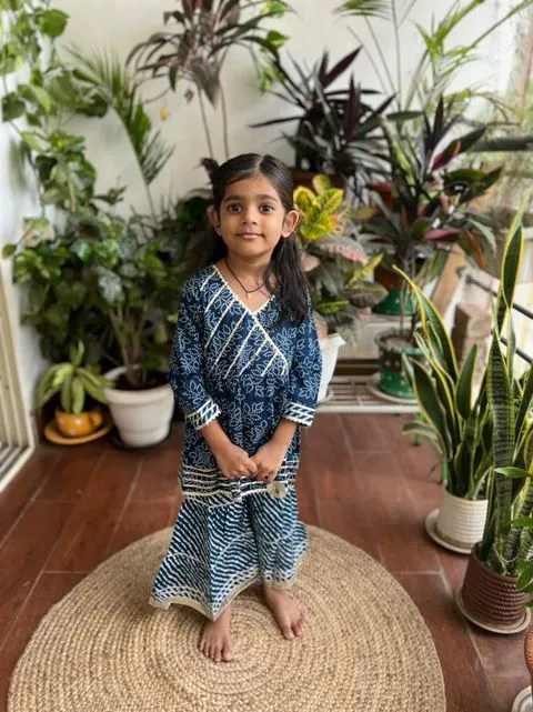 Klingaru Girl Sharara Set - Blue Bandhej  (6mo - 10 Years)