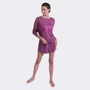 Ladies' 2-PC Magenta Long Sleeve Boxer Set