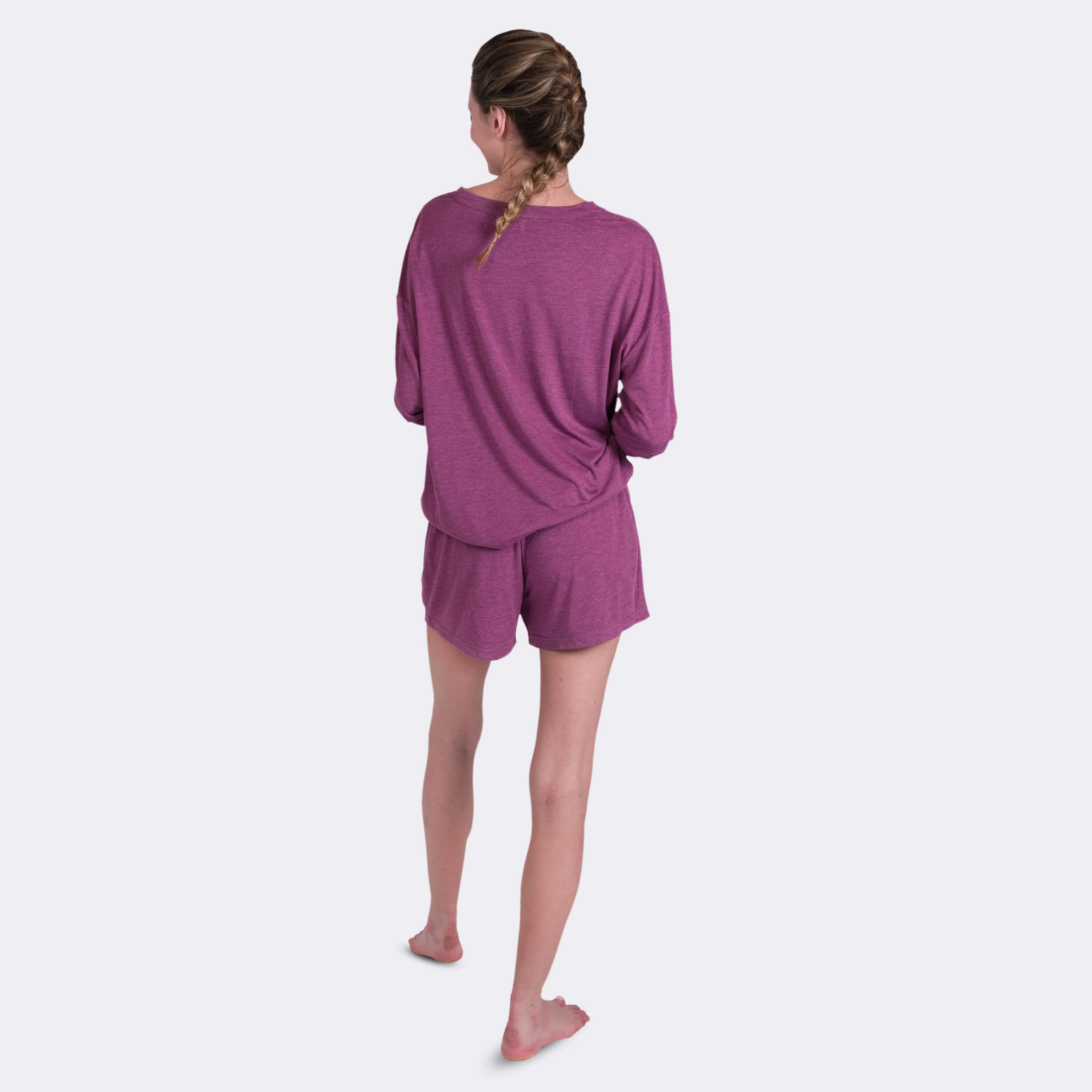 Ladies' 2-PC Magenta Long Sleeve Boxer Set