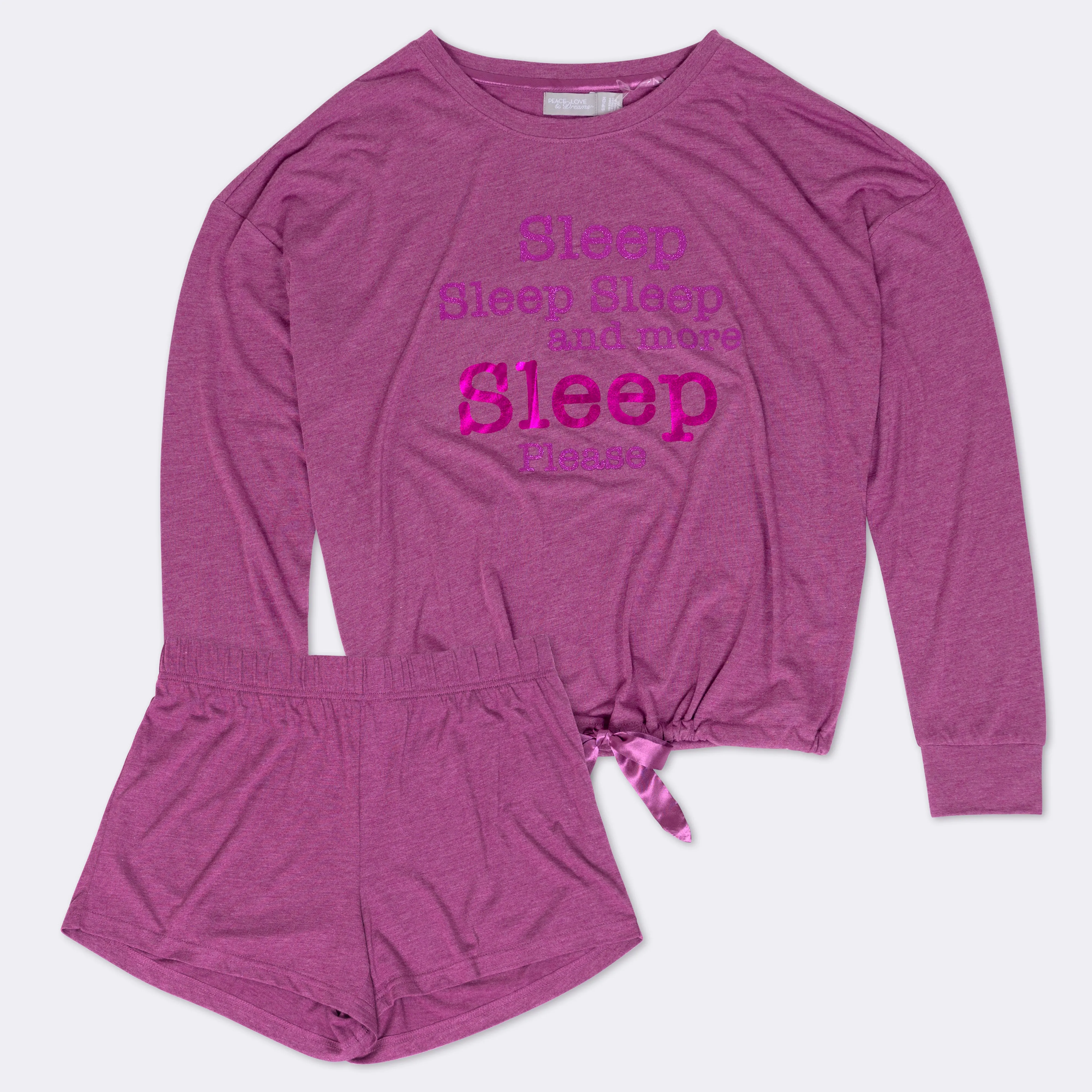 Ladies' 2-PC Magenta Long Sleeve Boxer Set