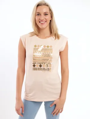 Ladies Muscle Geo Tee - Light Pink