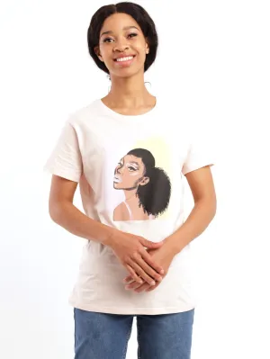 Ladies Short Sleeve Fitted Portrait Tee - Light Pink