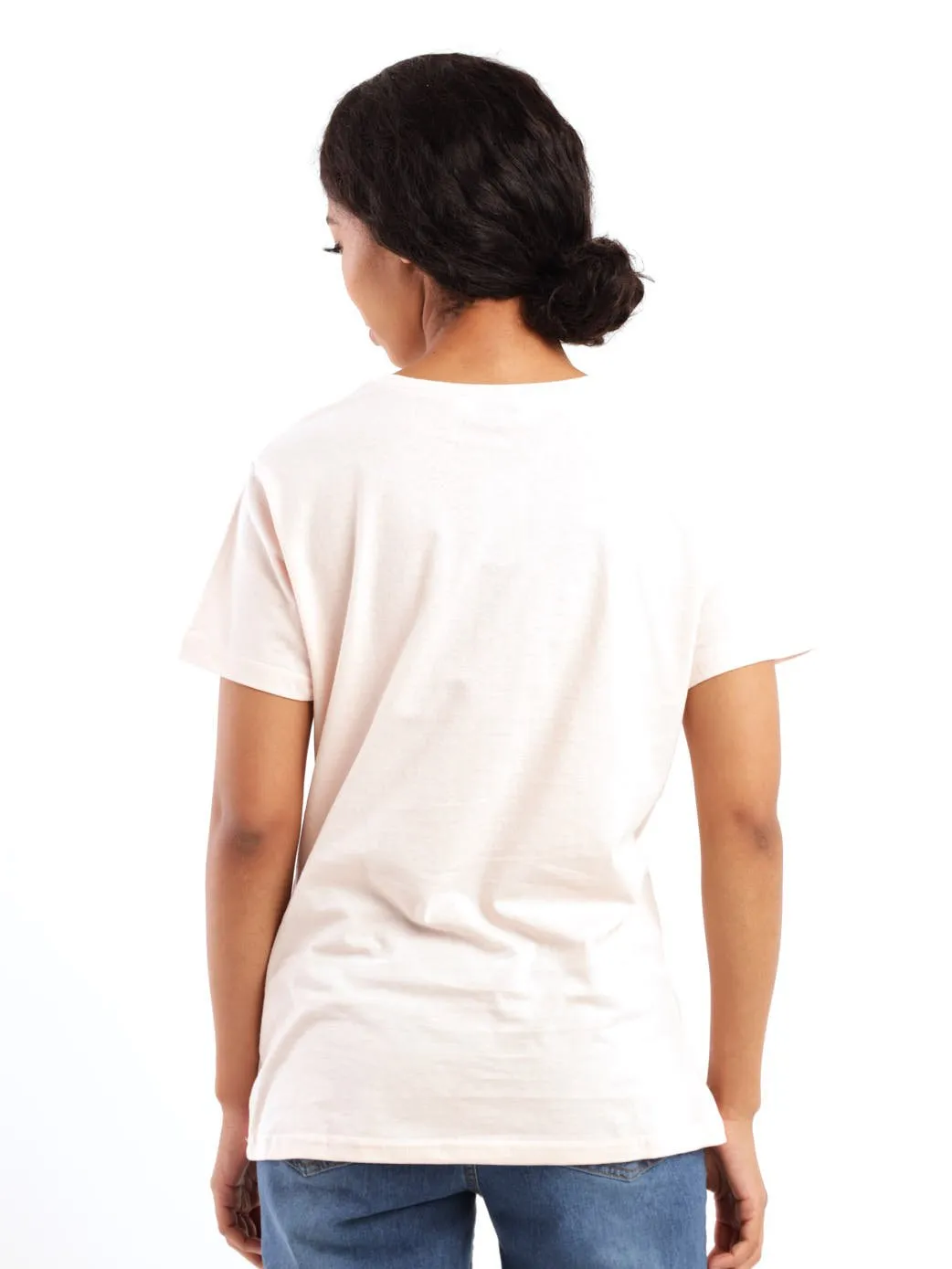 Ladies Short Sleeve Fitted Portrait Tee - Light Pink