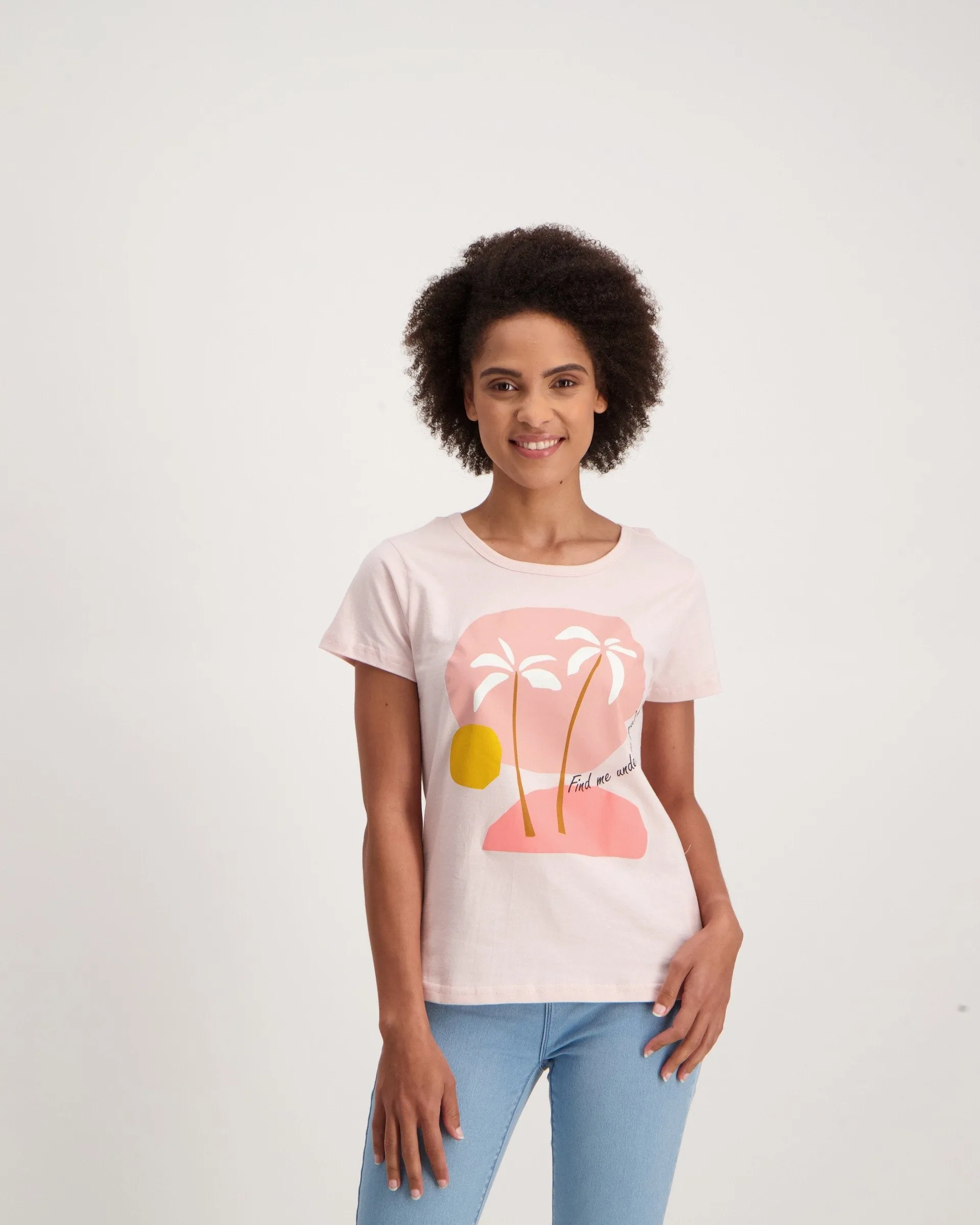 Ladies Short Sleeve Paradise Tee - Light Pink