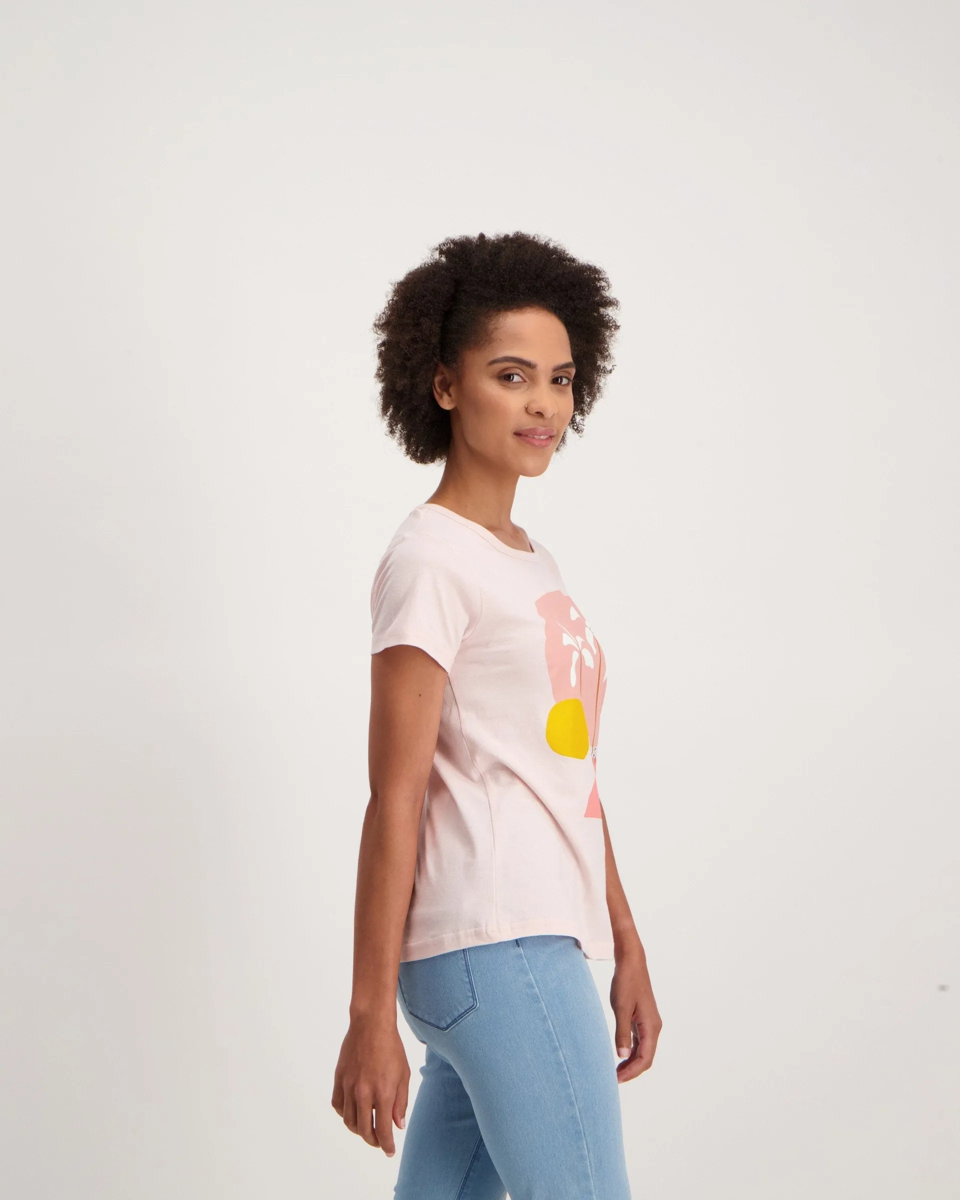 Ladies Short Sleeve Paradise Tee - Light Pink