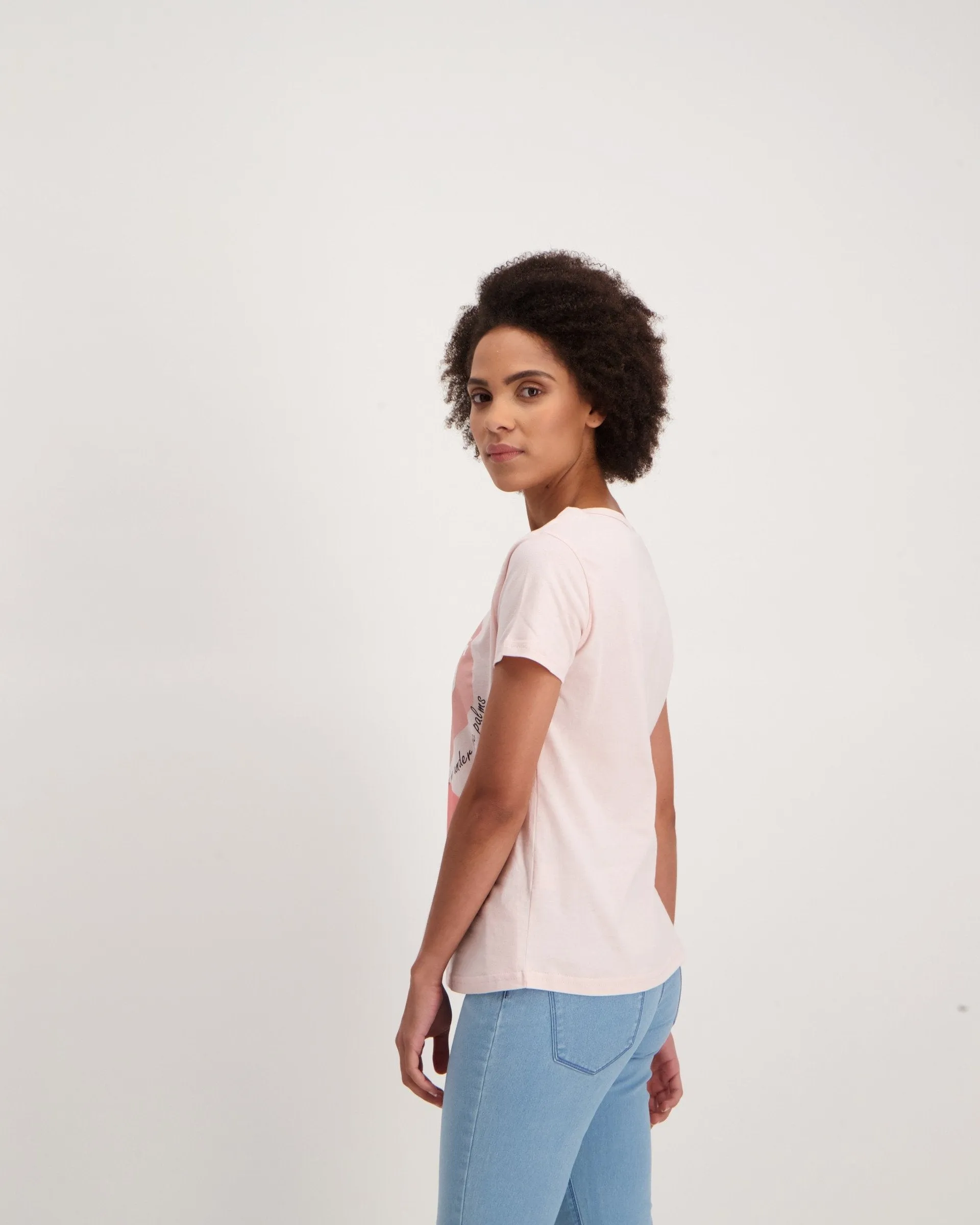 Ladies Short Sleeve Paradise Tee - Light Pink