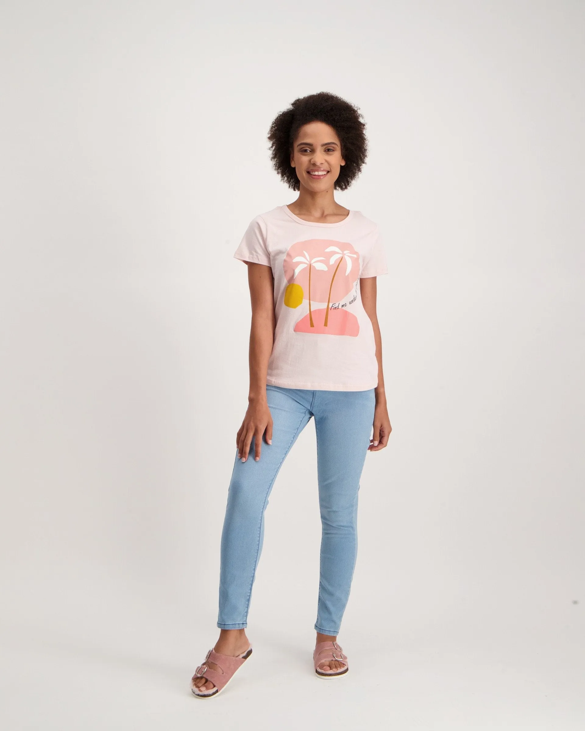 Ladies Short Sleeve Paradise Tee - Light Pink