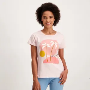 Ladies Short Sleeve Paradise Tee - Light Pink