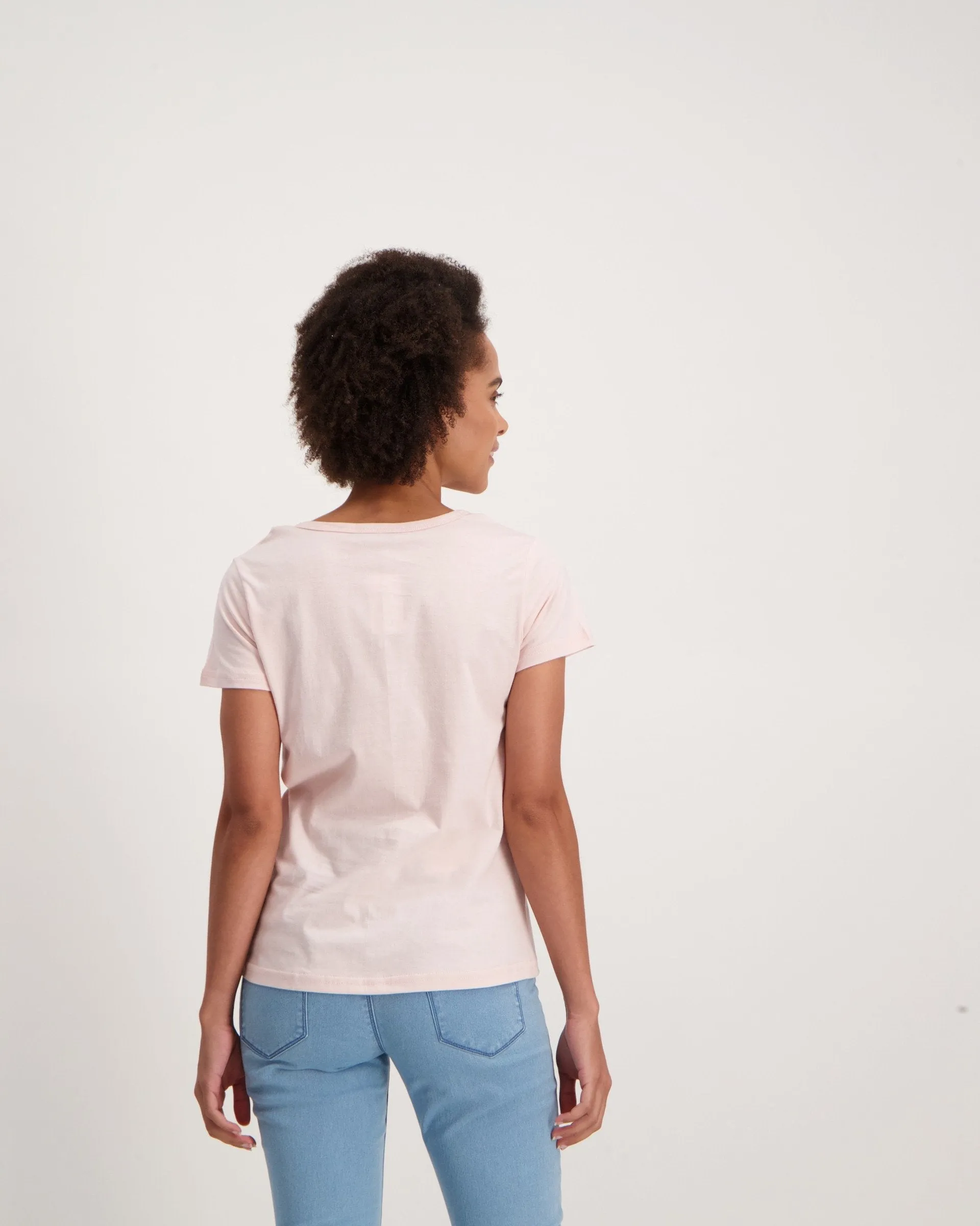 Ladies Short Sleeve Paradise Tee - Light Pink