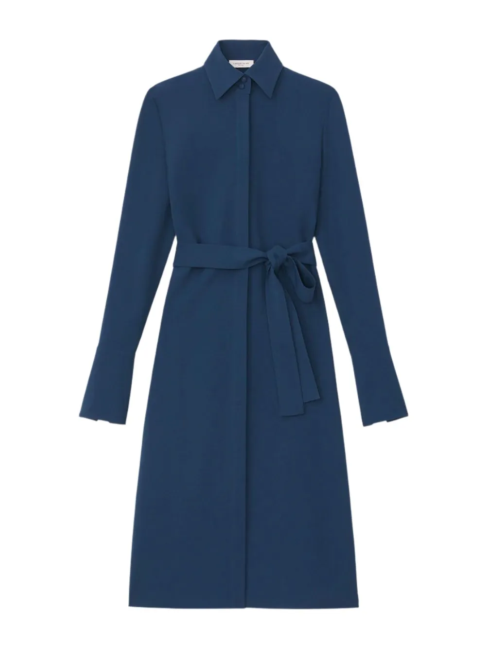 Lafayette 148 Responsible Finesse Crepe Buttoned Split Cuff Shirtdress in Lido Blue