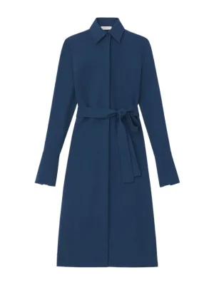 Lafayette 148 Responsible Finesse Crepe Buttoned Split Cuff Shirtdress in Lido Blue