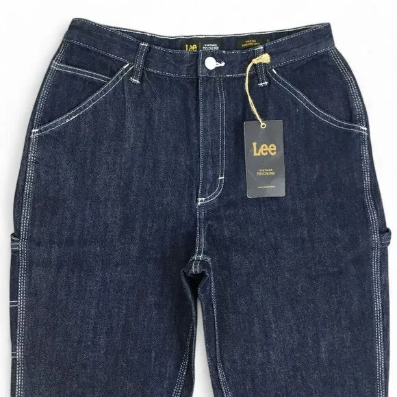Lee Vintage Modern Jeans Women sz 31 Carpenter Straight High Rise Ankle Dungaree