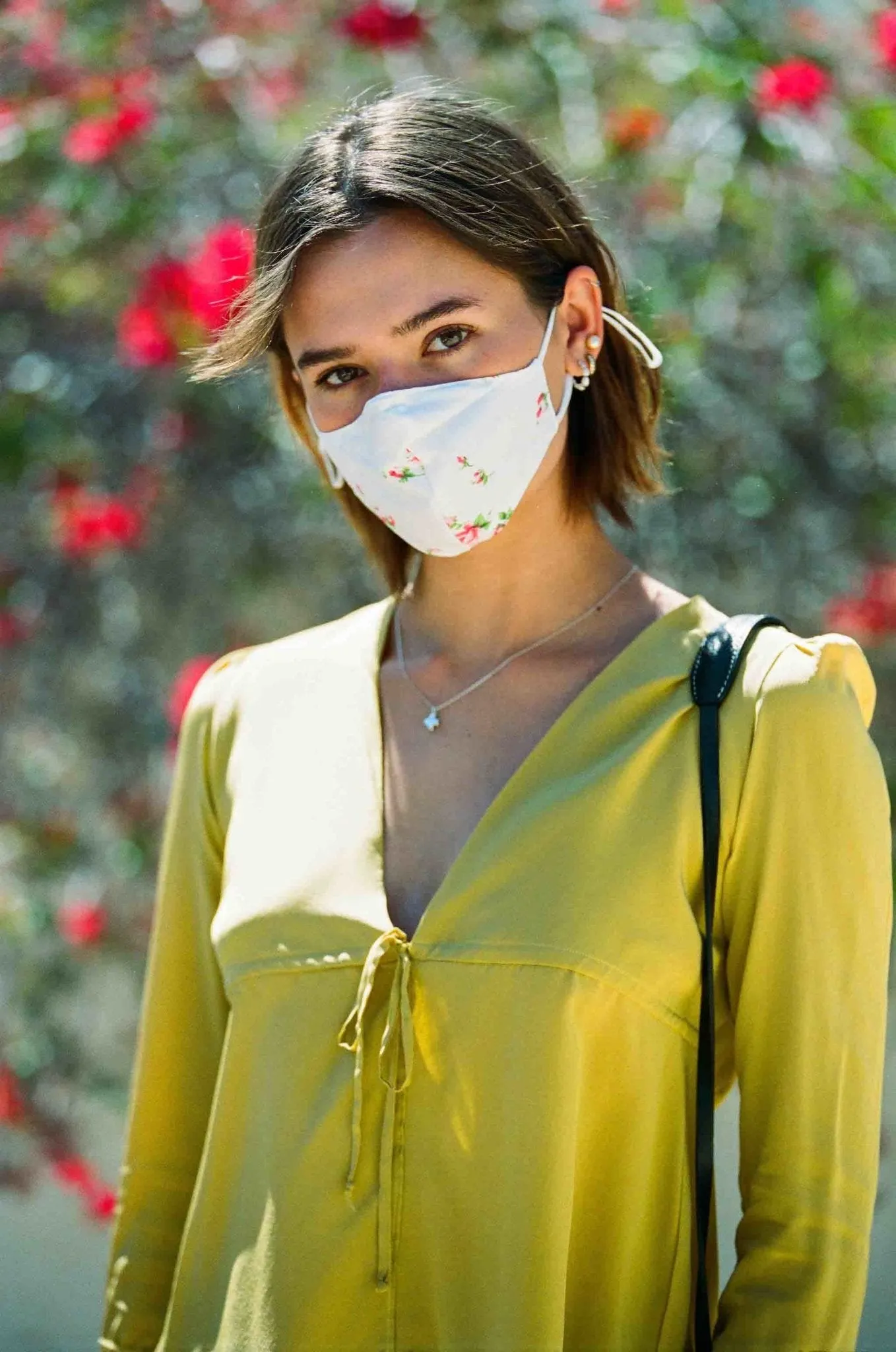 Leila Face Mask -  Pink and green floral