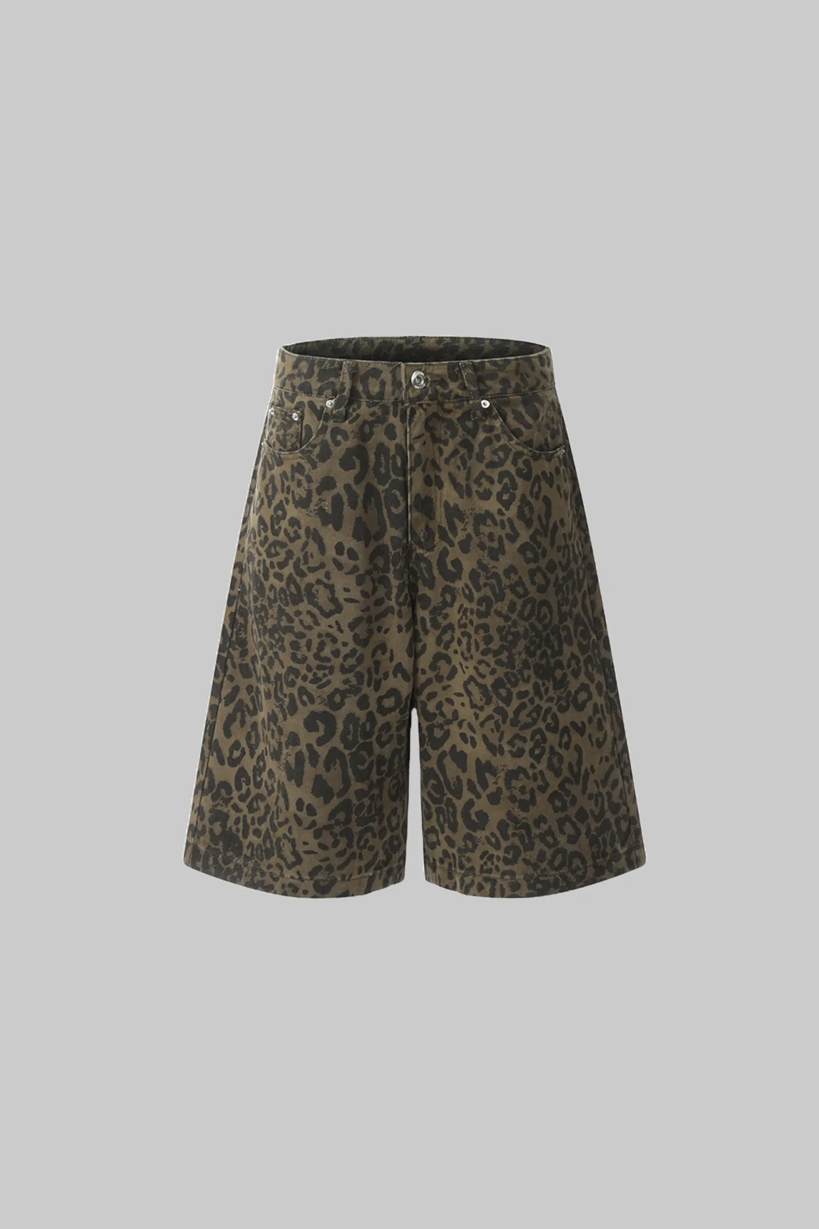 Leopard Denim Shorts