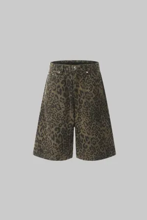 Leopard Denim Shorts