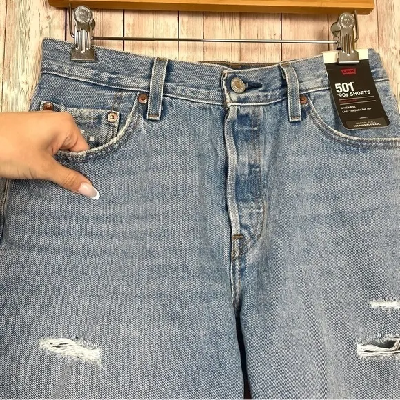 Levi’s 501 90’s Distressed Non Stretch Denim Shorts Size 28 Women
