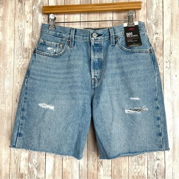 Levi’s 501 90’s Distressed Non Stretch Denim Shorts Size 28 Women