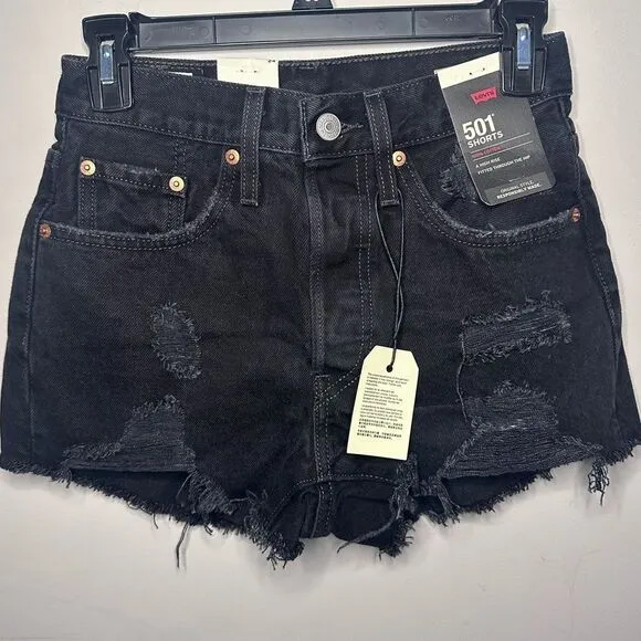 Levi’s 501 Original Fit High Rise Distressed Shorts Sz 24