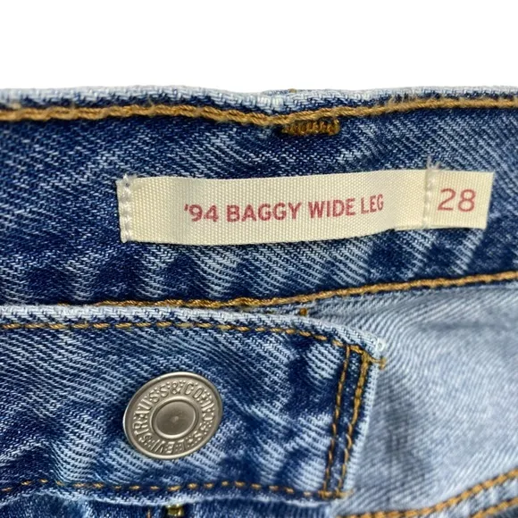 LEVI'S '94 Baggy Wide-Leg Relaxed-Fit denim Jeans in medium wash Size 28