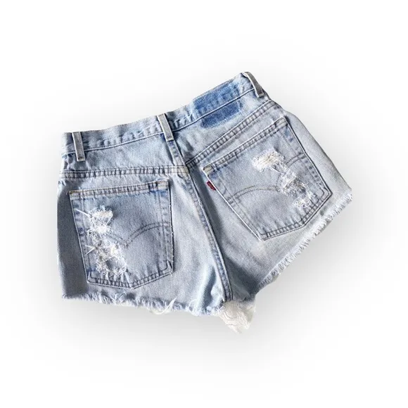 LF Furst of a Kind ★ Upcycled Vintage Levi's® ★ Lace Cut Off Denim Jeans Shorts