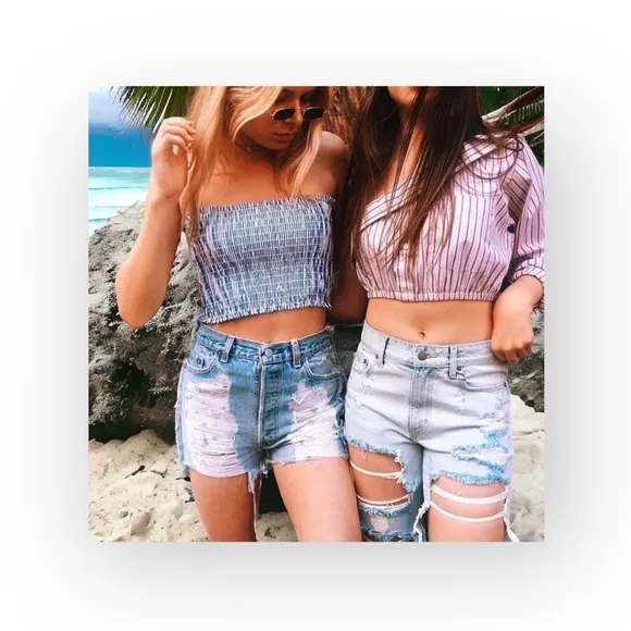 LF Furst of a Kind ★ Upcycled Vintage Levi's® ★ Lace Cut Off Denim Jeans Shorts