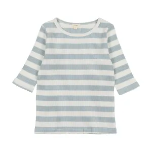 Lil Legs Three Quarter T-Shirt - Light Blue Stripe