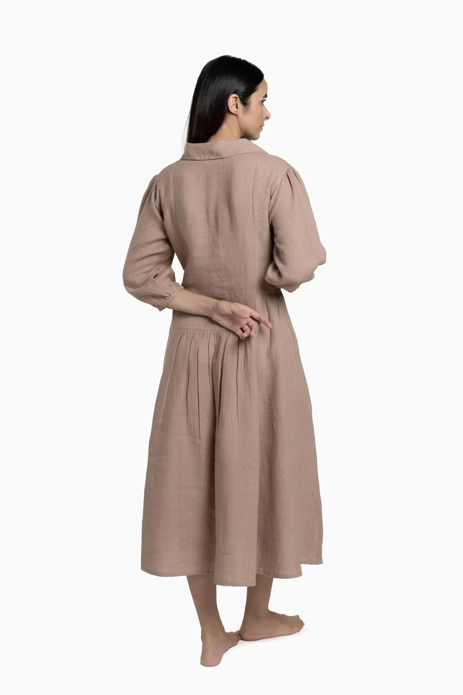 Linen Magnolia Dress-Sunburnt Yellow